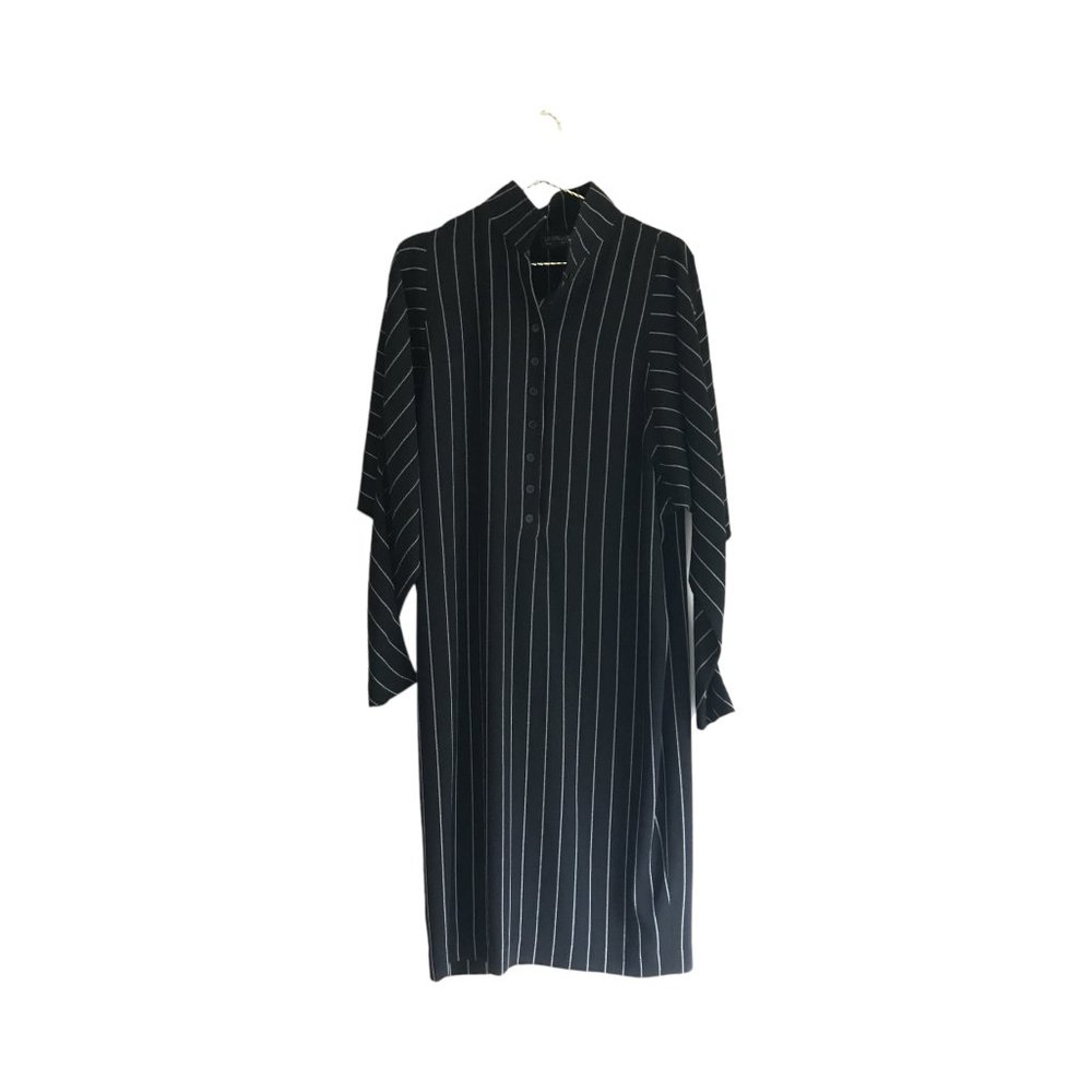 French Le Crillon Black & White Pinstripe Dress